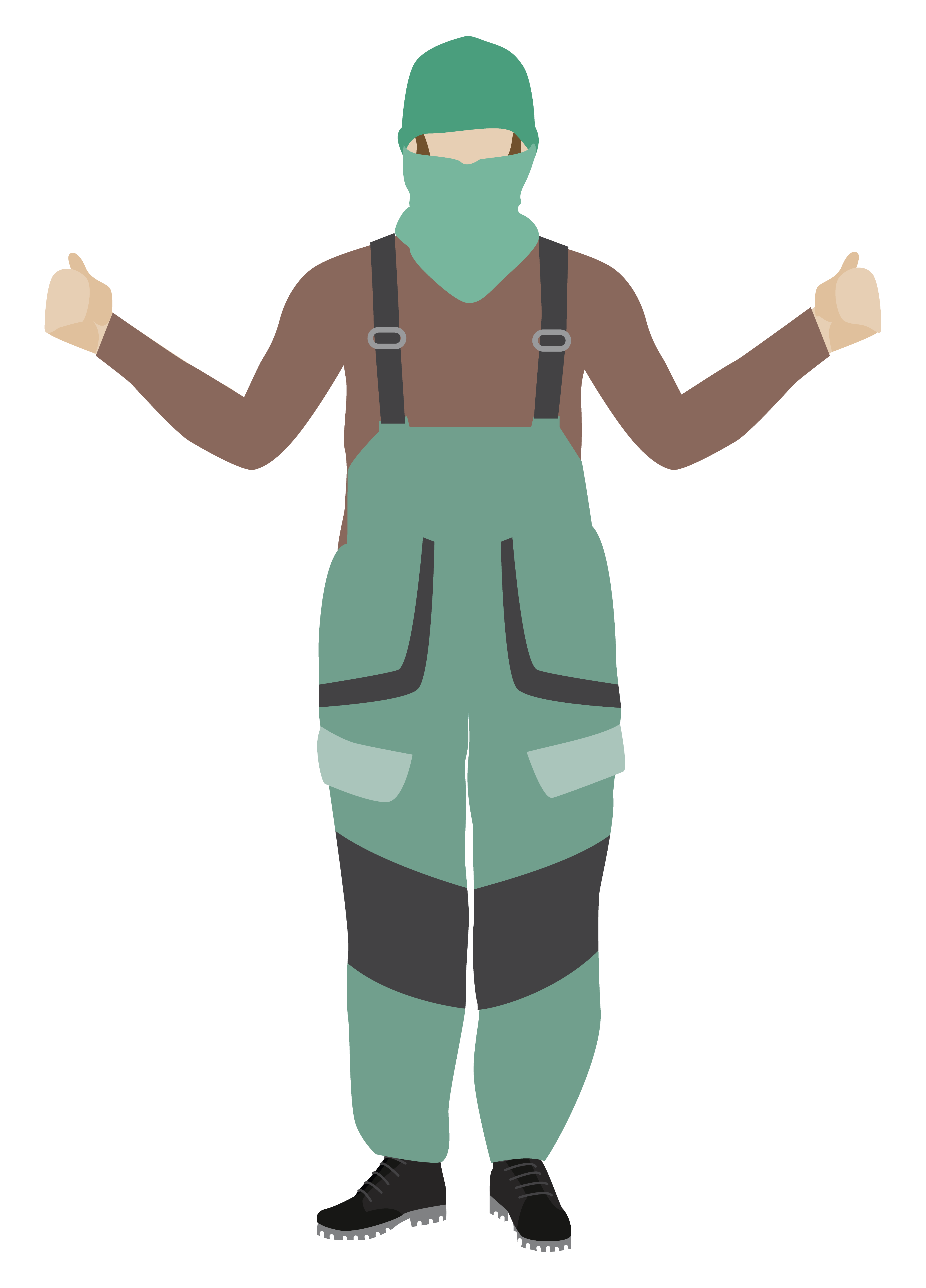 Illustration of man wearing insulating clothing