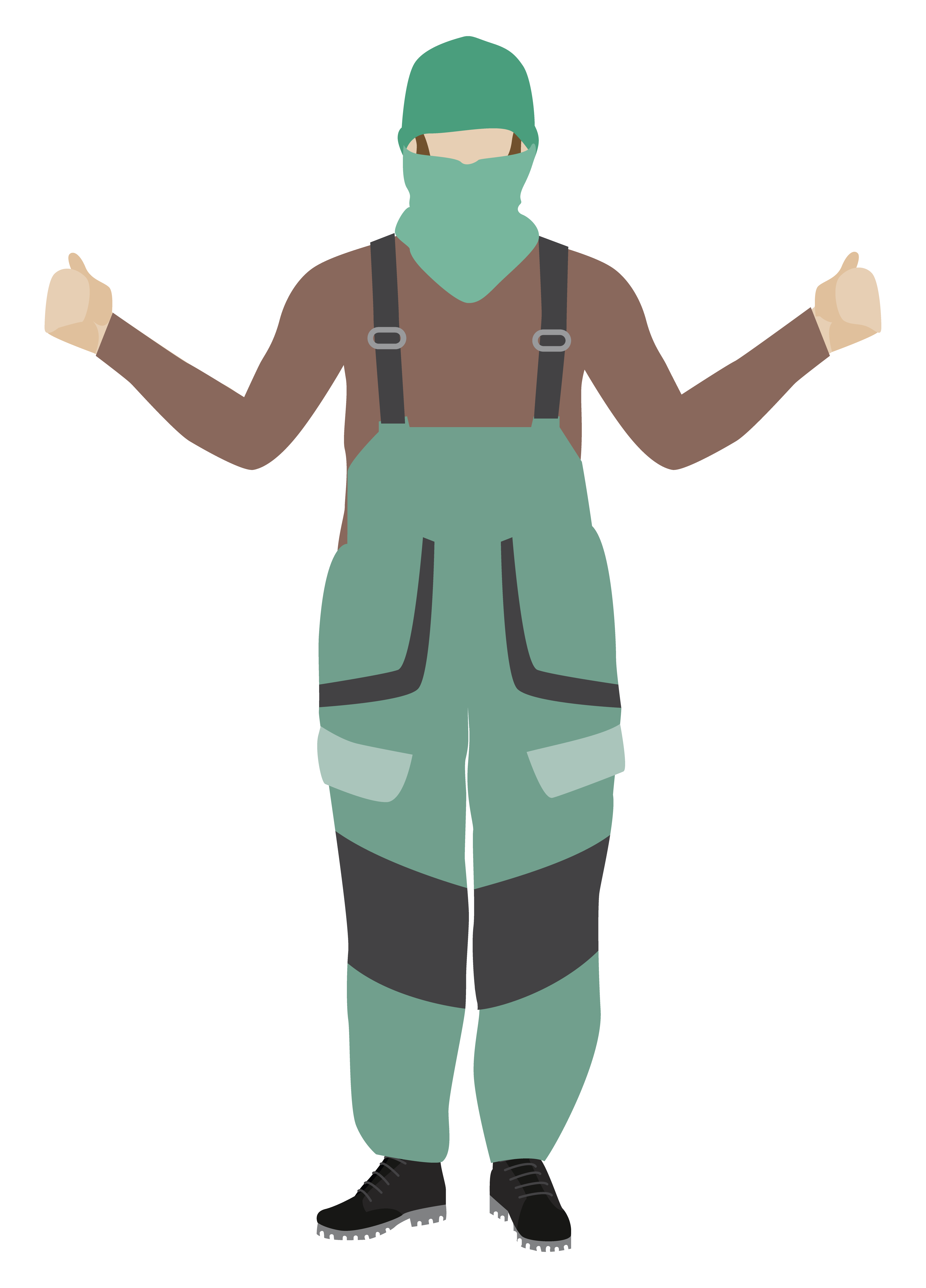 Illustration of man wearing insulating clothing