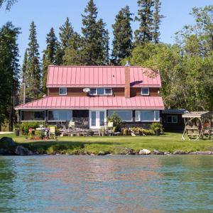View of the main lodge from the lake