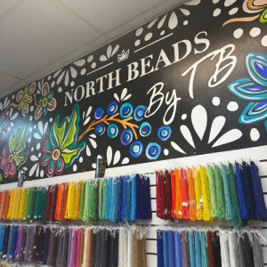 interior of shop displaying sign and beads