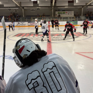 View of center ice from behind the Blizzard team box