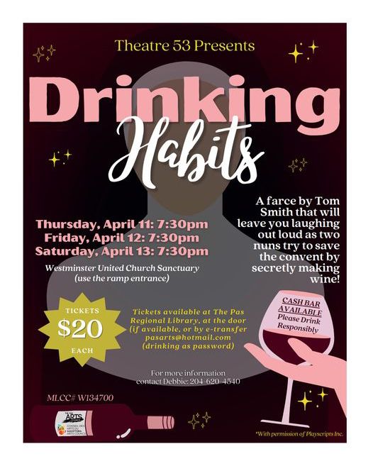 poster for art drinking habits April 11-13, 2024