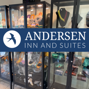 Andersen lobby gift shop display with logo overlay