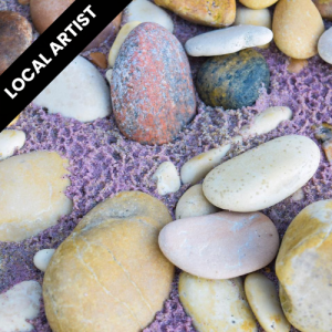 image of purple sand & rocks at Clearwater Lake, "Local Artist"