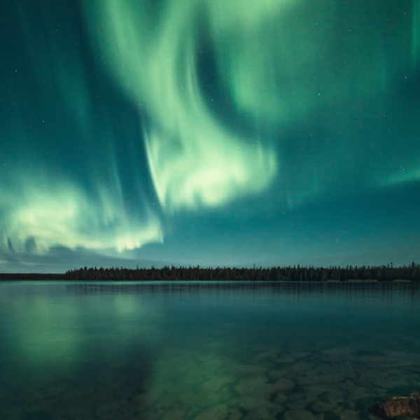 Northern Lights over a calm lake