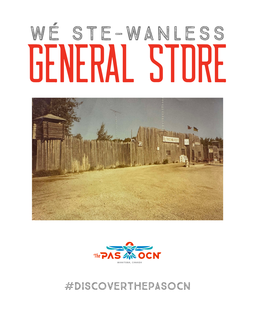 cover image for the Wé Ste Wanless General Store blog post showing a 1980's image of the old BJ's trading post. It has a lot of wood planks lending to the old trading post feeling.